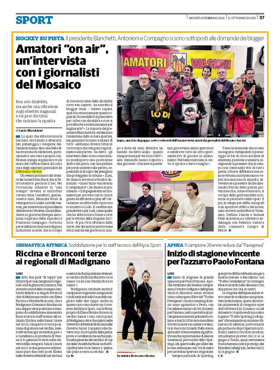 I campioni dell'Amatori Wasken Lodi intervistati dai nostri giornalisti