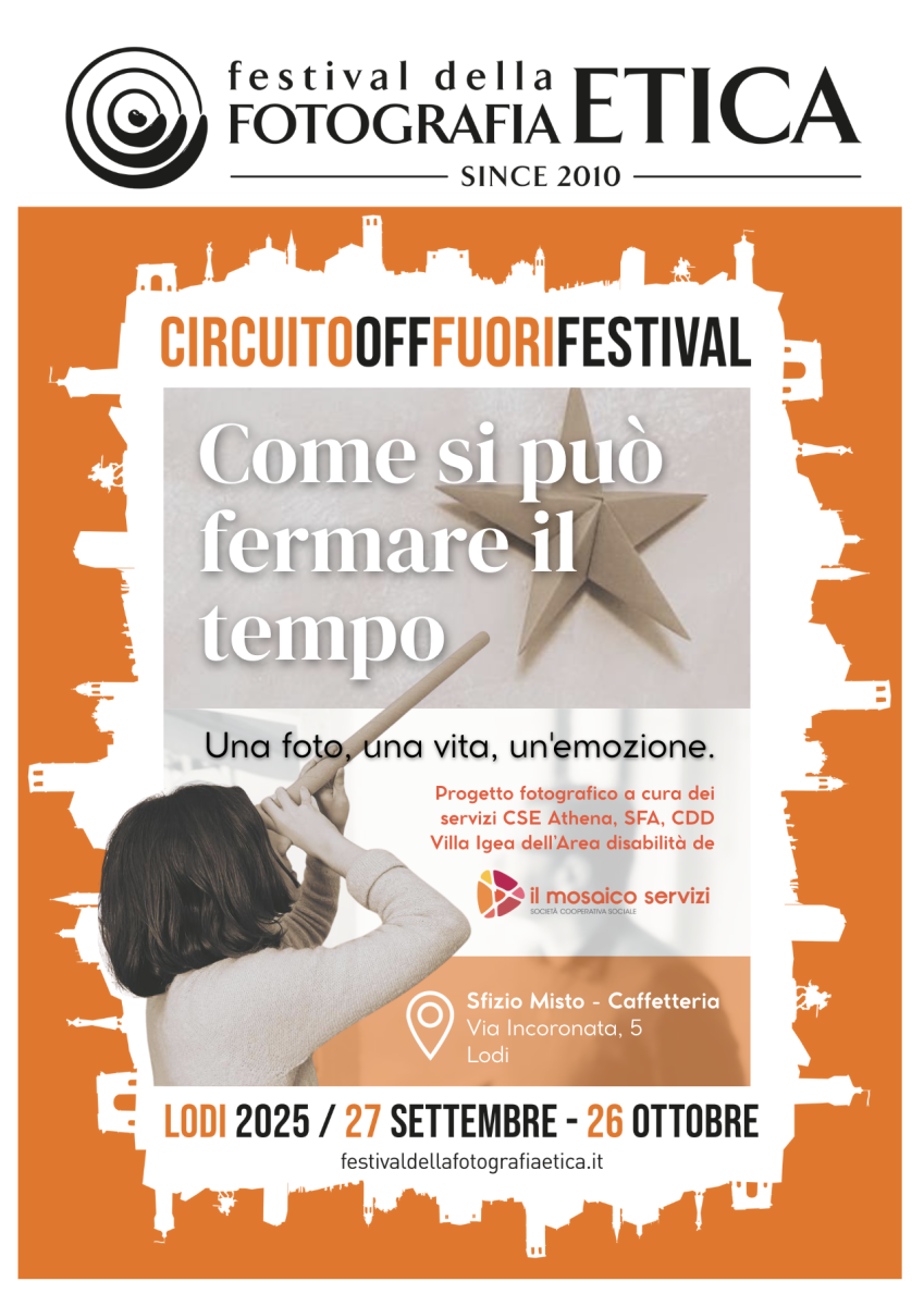 Locandina della partecipazione della cooperativa al festival della fotografia etica 2025
